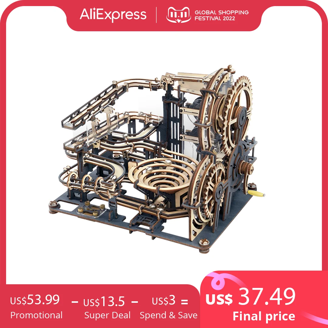 Robotime Rokr 5 Kinds Marble Run Set Diy Wooden Model Building Block