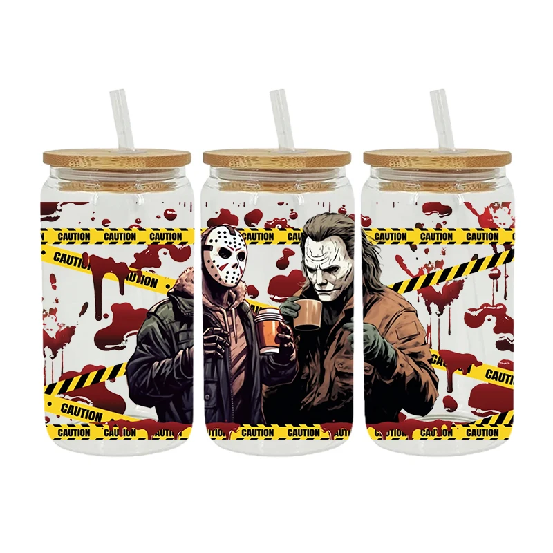 UV DTF Transfer Sticker Halloween Pumpkin For The 16oz Libbey Glasses Wraps Bottles Cup Can DIY Waterproof Decals D1255