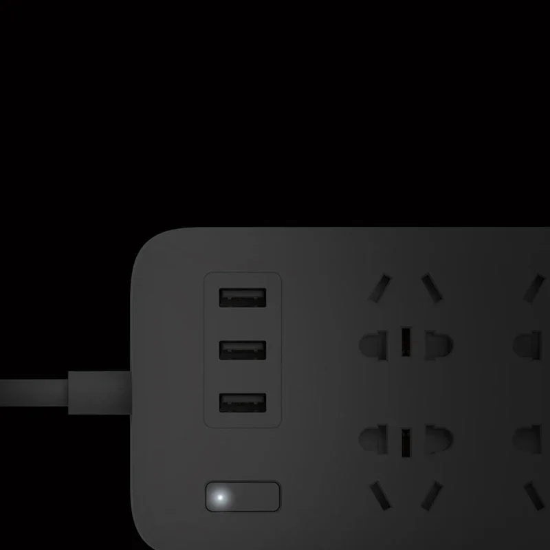 Original XiaoMi Power Strip Fast Charging 3 USB 6 Port 1.8 M Hidden Warning Light Power Plug Strip Adapter