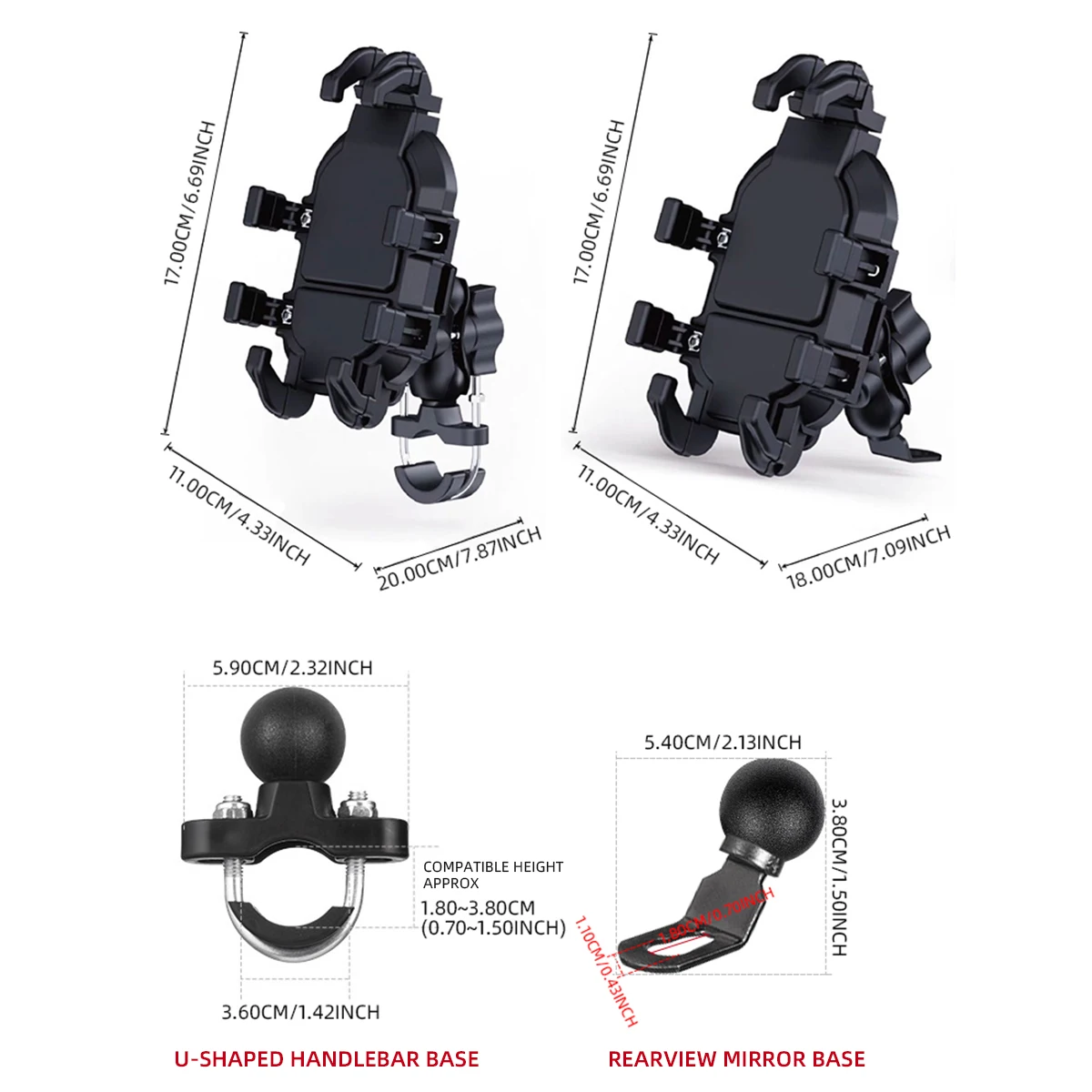 Premium Shock-Absorbing Motorcycle Phone Holder - Stable, Anti-Shake, 360° Adjustable Handlebar Mount