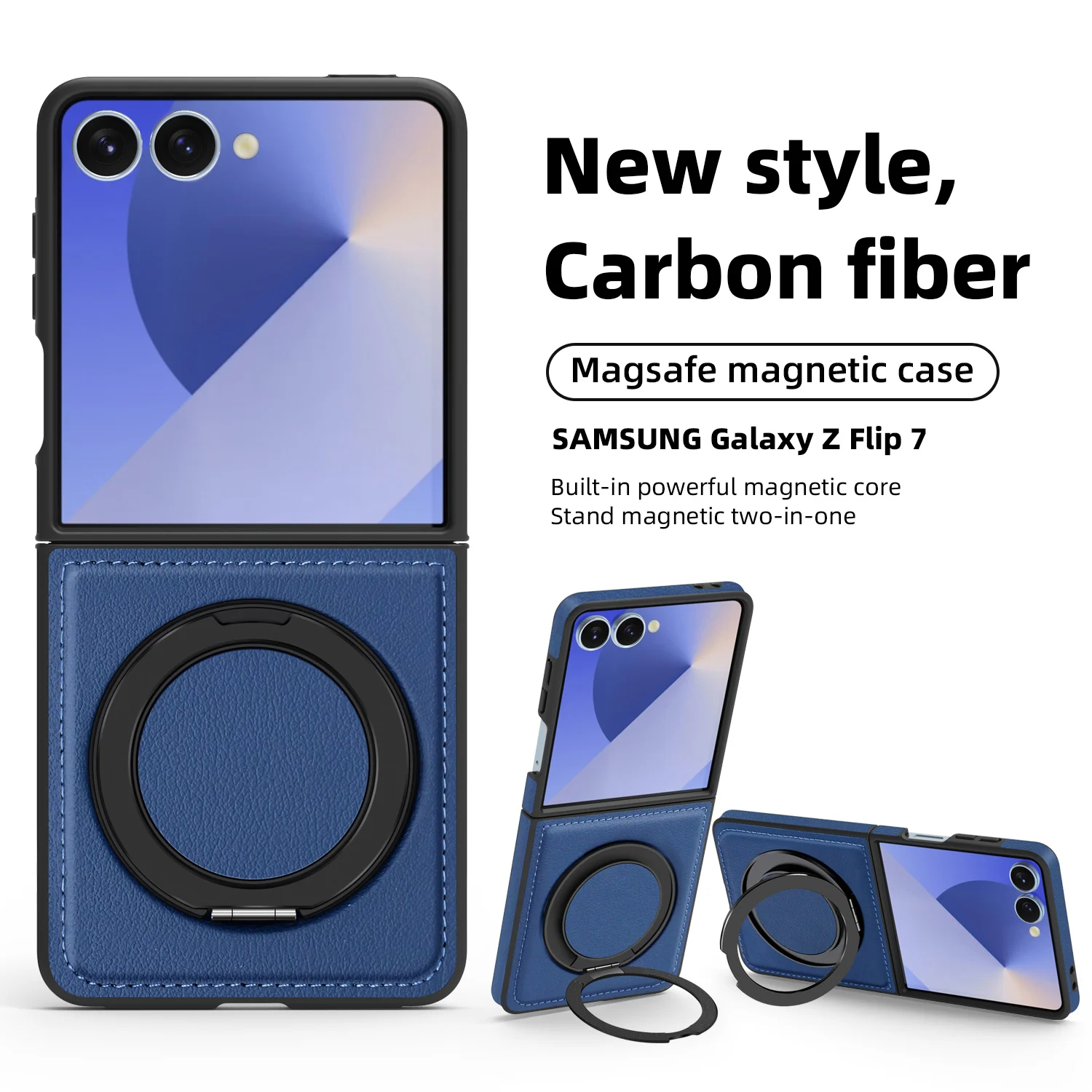 Premium PU Leather Magnetic Case with 360° Rotation Ring Stand Cover