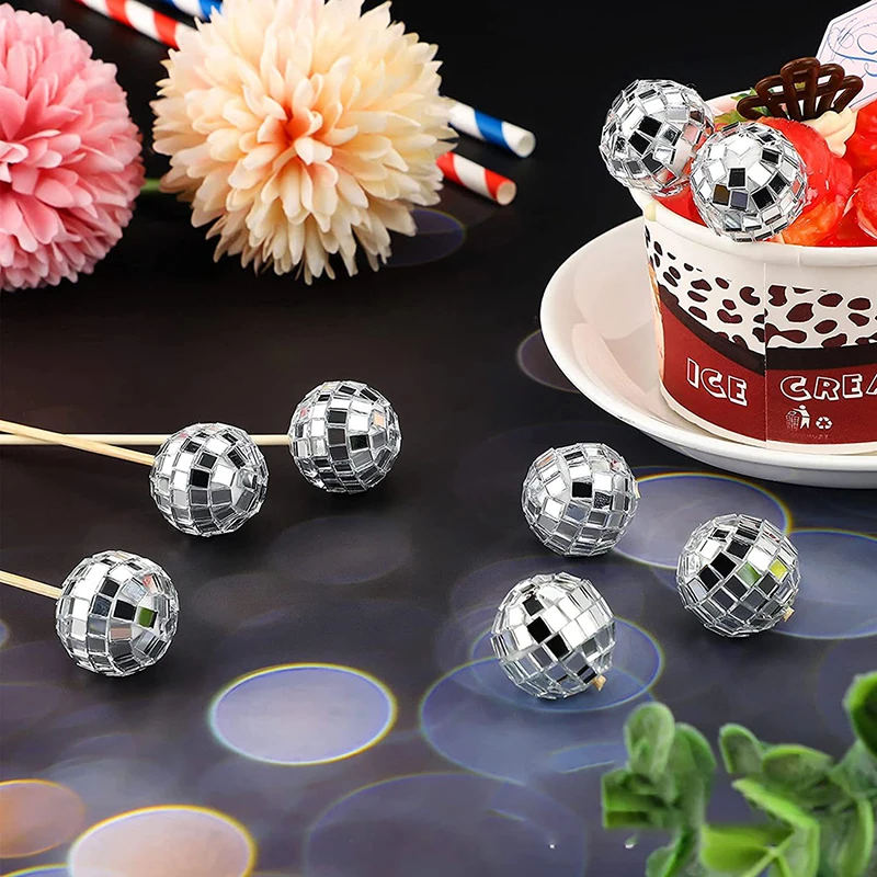 

12Pcs Disco Ball Insert cards Cake toppers 80s 90s Retro party Disco Cake Decor Night Party Disco Dance Birthday Party Supplies