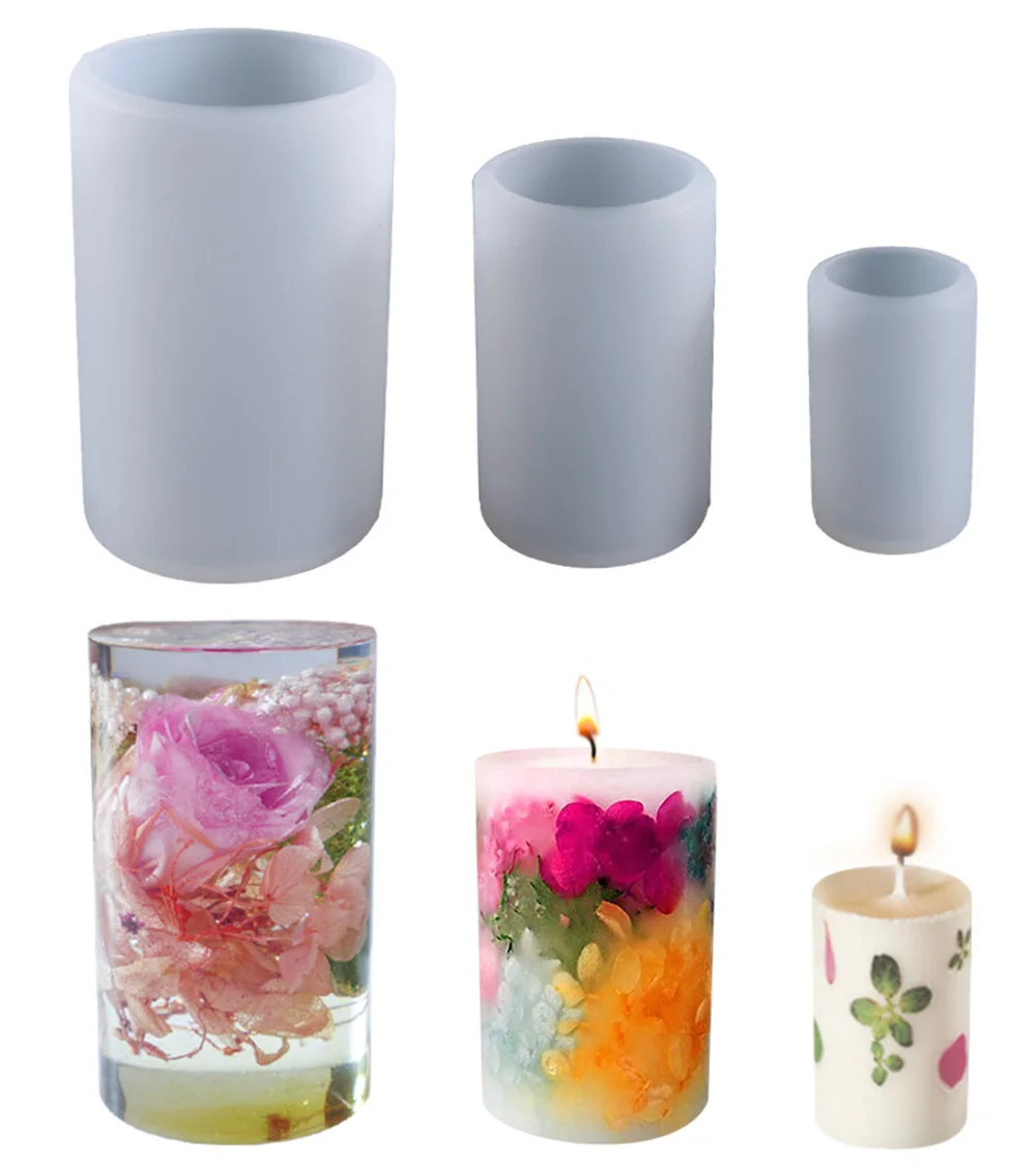 Candle Making Kit Candle Making Supplies Cylinder Shape Candle Silicone Mold 3D DIY Cented Candle Soap Mould Craft Gift Making Plaster Resin Wax Homemade Decoration