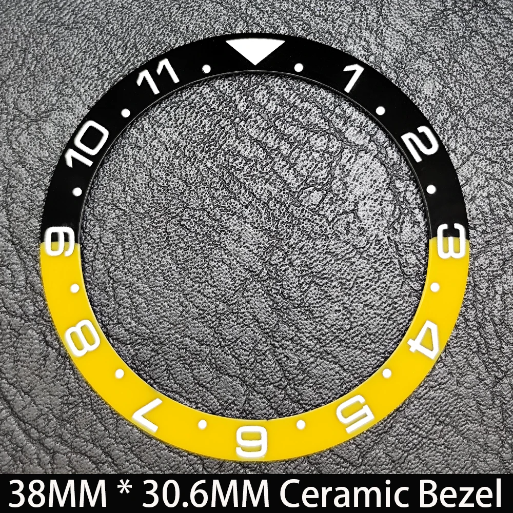 Elegant Blue Luminous Bezel GMT and Diving Watch Insert, Sloping 38mm x 30.6mm Ceramic/Aluminum