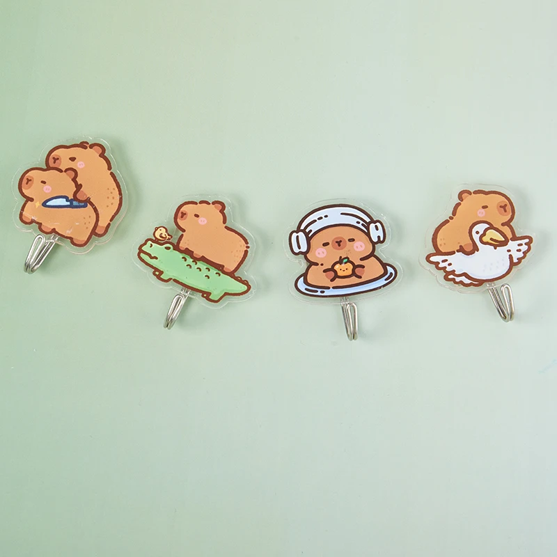 Cute Wall Hooks Key Holder Door Hanging Self Adhesive Wall Hanger Cartoon Capybara Hook For Kids Room Home Decor 4