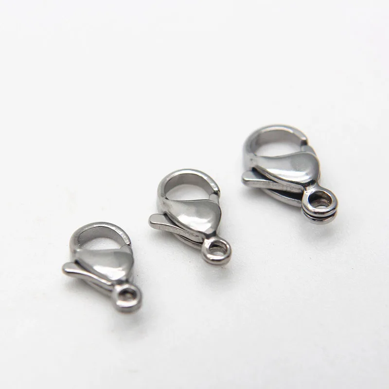 304 스테인리스 스틸 랍스터 걸쇠 발톱 걸쇠, 팔찌 목걸이 체인, DIY 주얼리 제작 재료, 9-15mm, 30-50 개