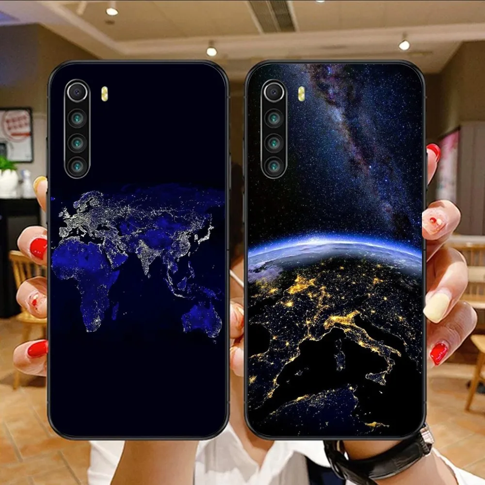 Custodia Per Cellulare Earth Dark Map Per Xiaomi Mi 13 12 12S 12T 11T 10T 9T Lite Pro Ultra Poco F3 F4 F5 X4 Gt Cover Nera