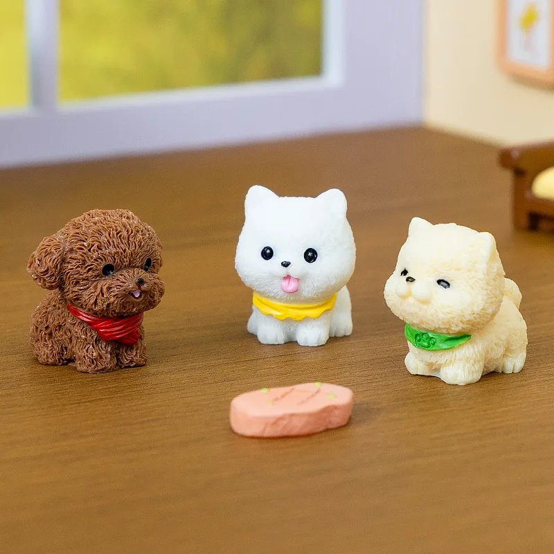 12/14pcs Cute Simulation Dog Puppy Animal Decoration Resin Craft Miniature Figure for Bonsai Microlandscape Fairy Garden Decor 3
