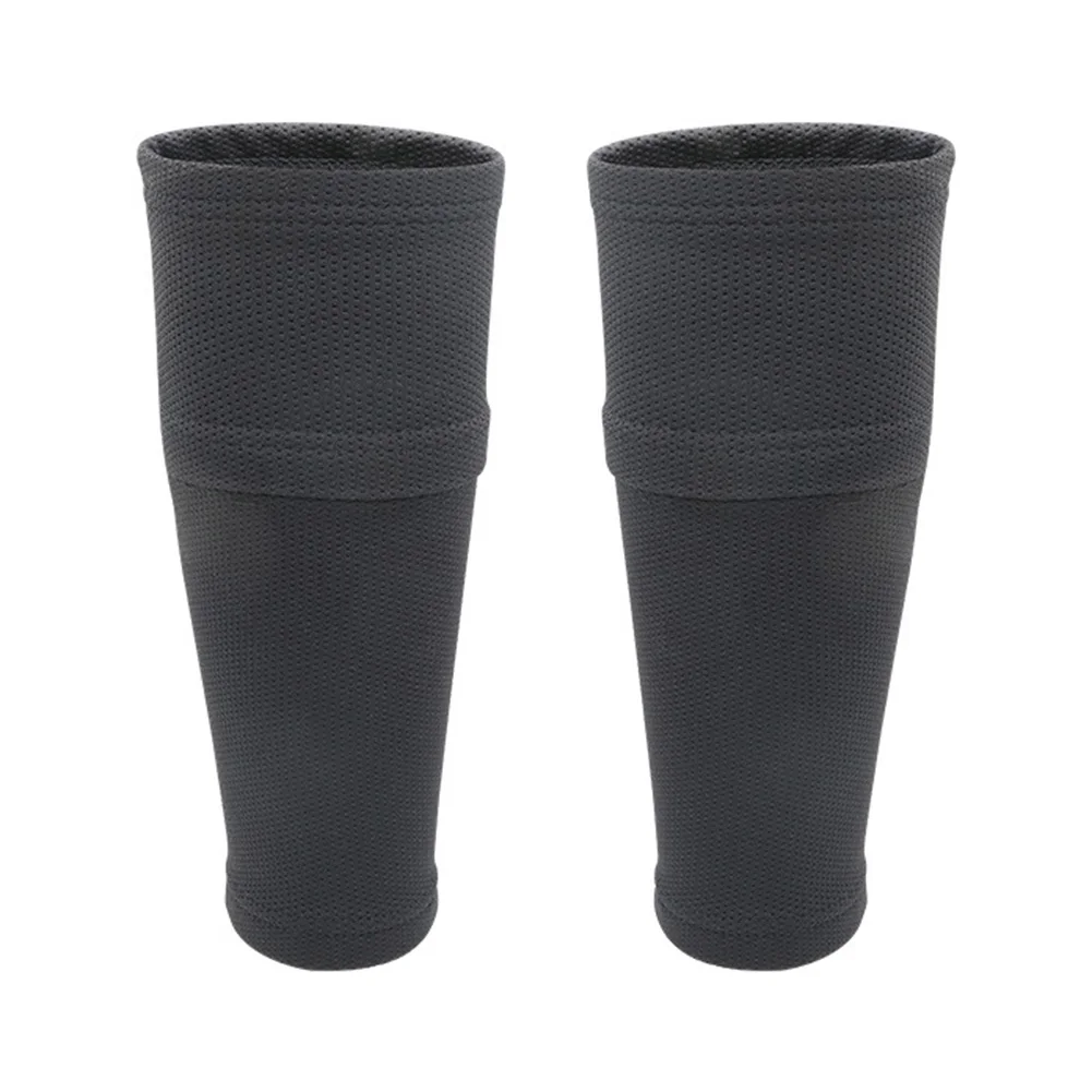 Football Shin Guards 1 Pair Double-Layer High Elastic Silk Football Socks Bottomless with Insert Pockets Protective Gear