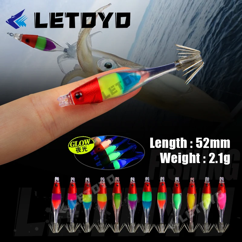Pero 52mm 2.1g Mini Squid Lure Jig For Sea Fishing Octopus Cuttlefish
