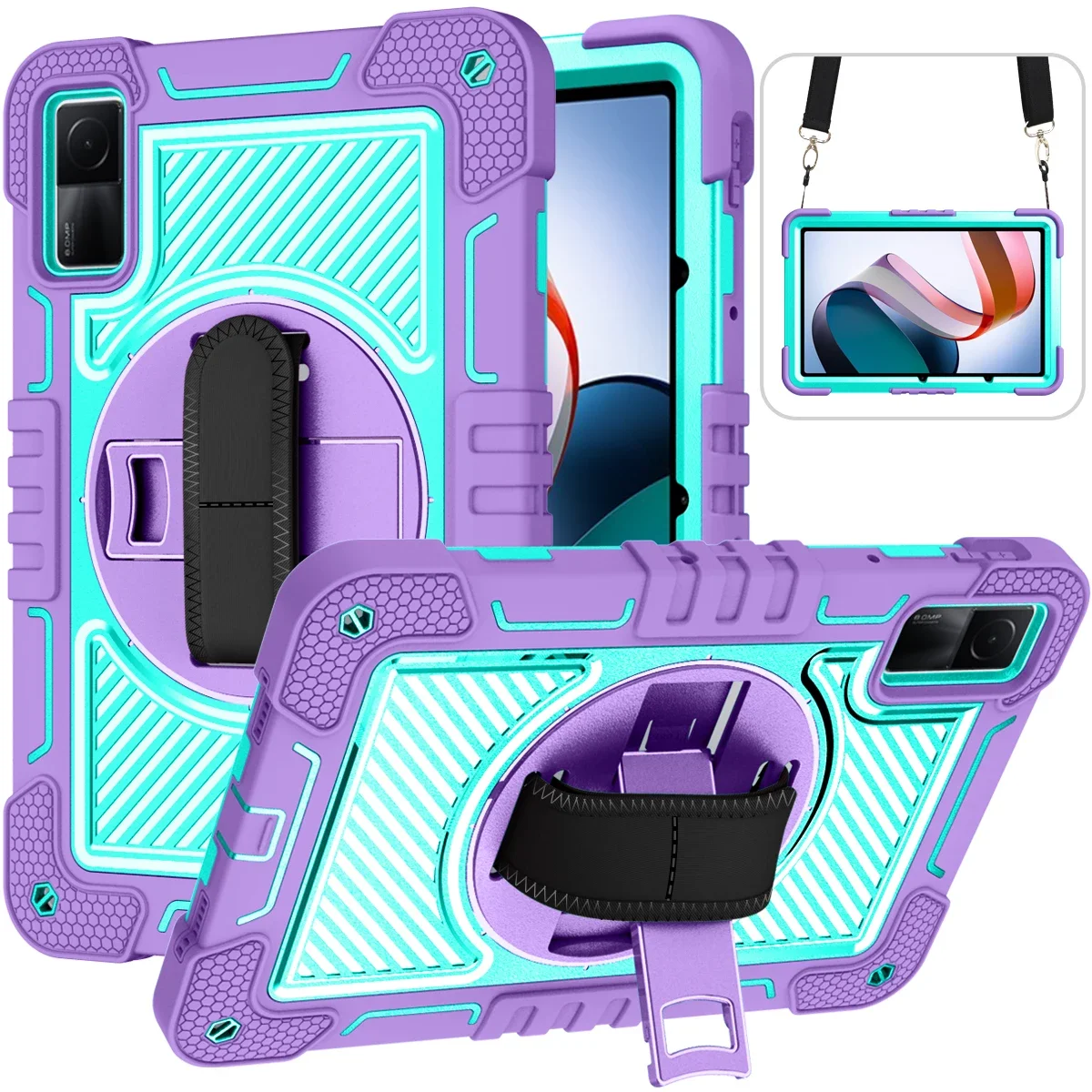 Heavy Duty Shockproof Tablet Case with Swivel Bracket, Handle, and Shoulder Strap