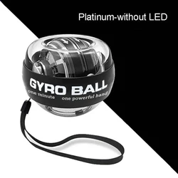 Self-Starting Gyro Ball Wrist and Forearm Exerciser for Home Gym Fitness (Platinum without LED)