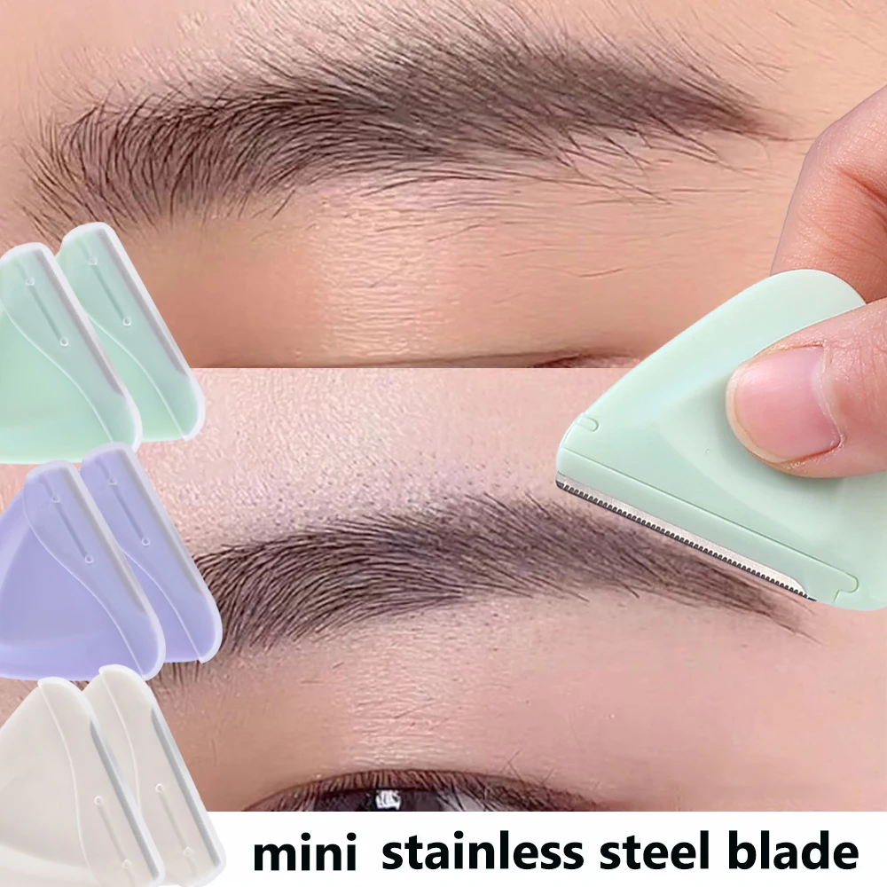 Creamy Macaron Color Eyebrow Trimmer Triangle Portable Safety Eye Brow Scraper Special Brow Trimmer Eyebrow Blade Beauty Tool eyebrow trimmer set eyebrow trimmer