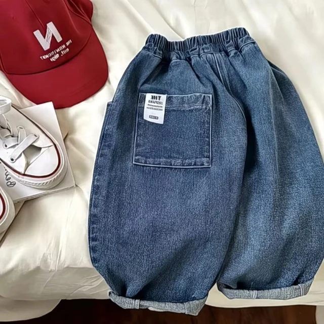 2025 printemps été vêtements pour enfants filles jean coton lâche bébé garçons sarouel 1-7 ans enfant en bas âge enfants pantalon Denim décontracté 1