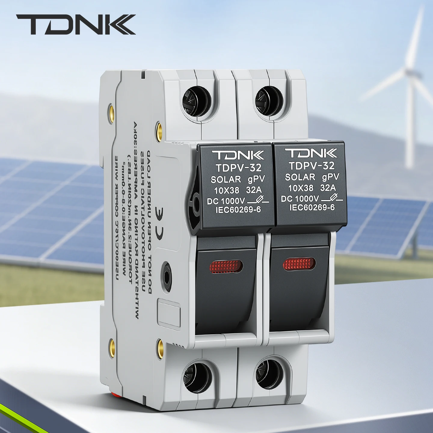 Enhanced Solar PV Fuse Holder with Indicator - 32A DC 1000V, 10x38mm gPV Fuse Base