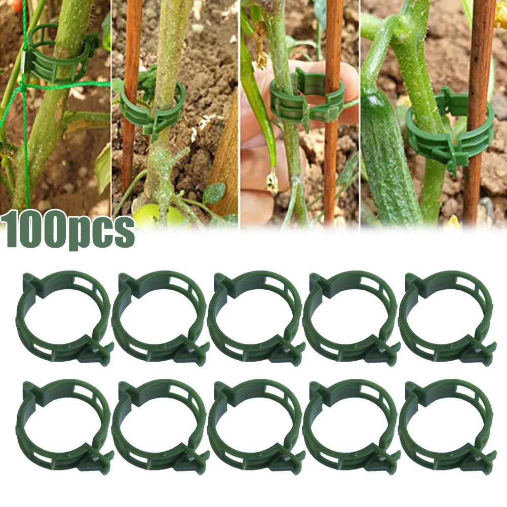 

100Pcs Plant Support Clips Ties Trellis Stake Clips Veggie Tomato Greenhouse Holder For Garden Tools Accessories