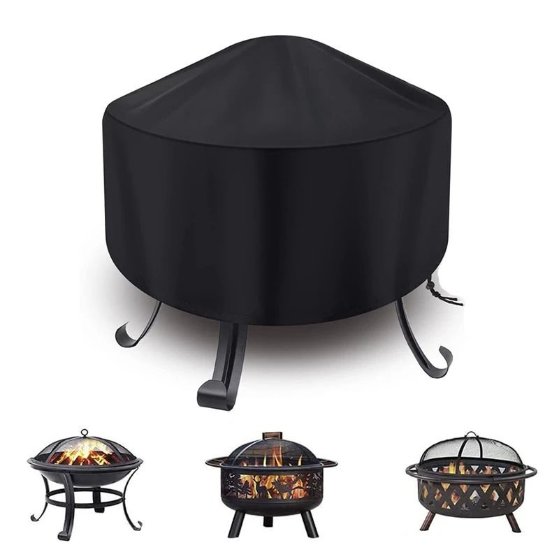 

Fire Pit Cover Round For Fire Pit 22- 34 Inch,Waterproof Outdoor Fire Pit Cover,Full Coverage Patio Round Fire Pit Cover