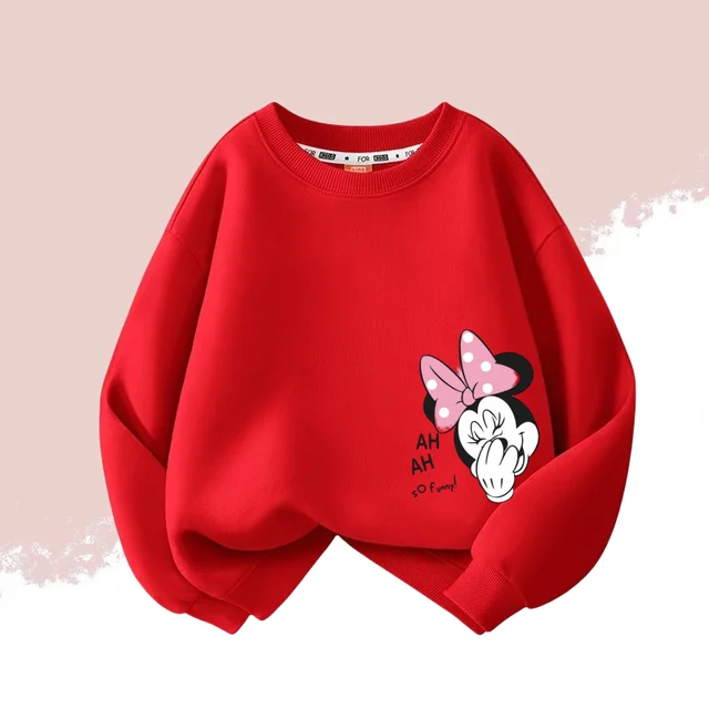 Autumn Baby Girls Cotton Cloth Kid Boy Disney Minnie Printed Long Sleeve Sweatshirt Children Cartoon O-Neck Soft Breathable Top