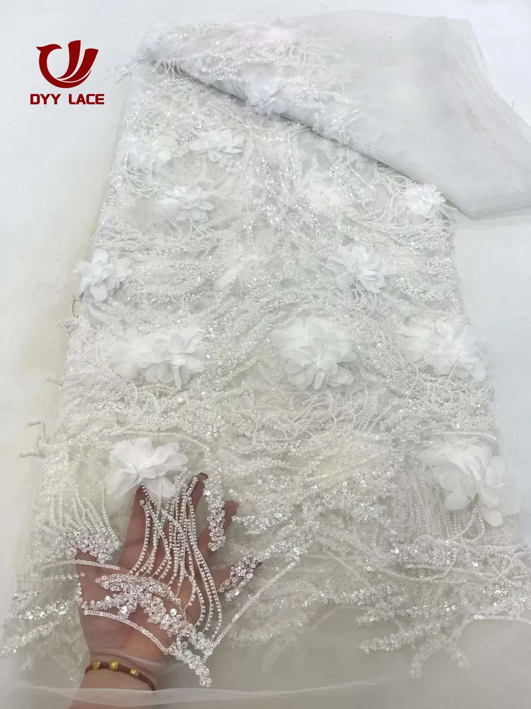 

Luxury African 3D Flower Lace Fabric 2024 High Quality Groom Lace Material French Nigerian Lace Fabrics For Women Party Wedding