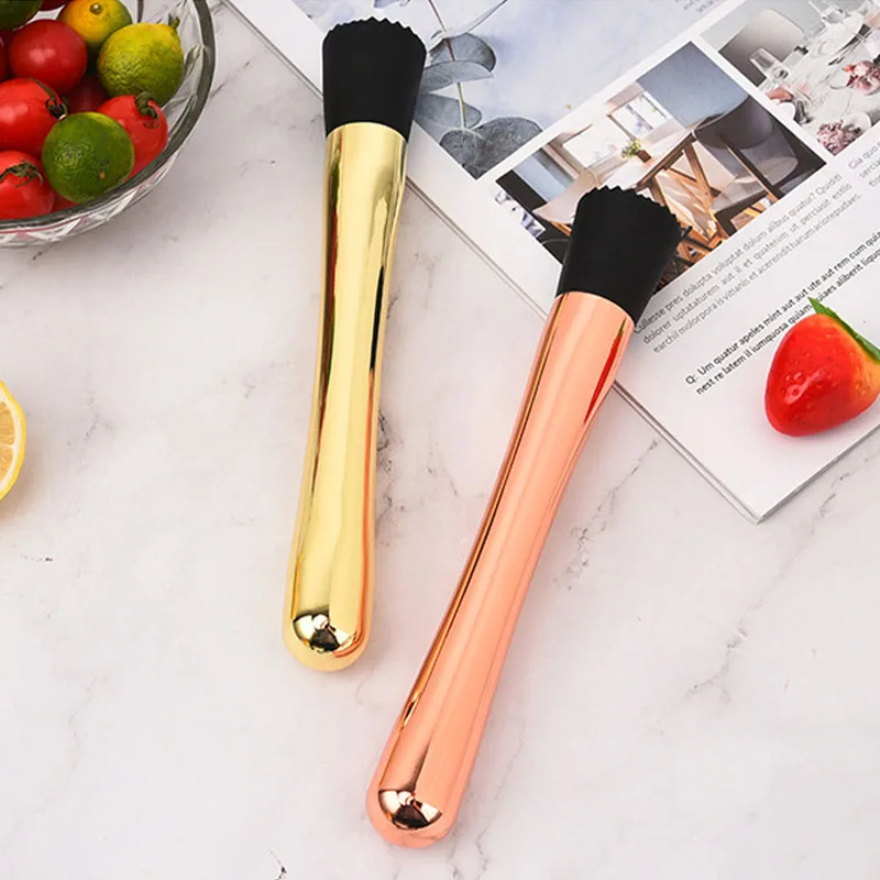 Rose Gold Black Sliver Muddler Sticks Spoon Srtainer Stainless Steel Ice Cocktail Stick Fruit Bar Tools Wine Tools
