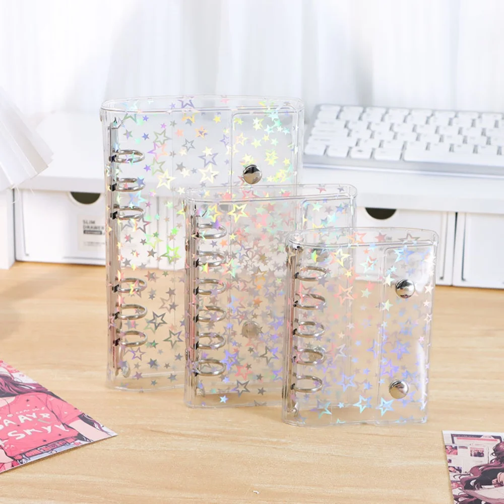 M5 A6 A7 Budget Binder Cover Clear Glitter PVC Binder Refillable Notebook for Photos Pictures Albums Planner Folder