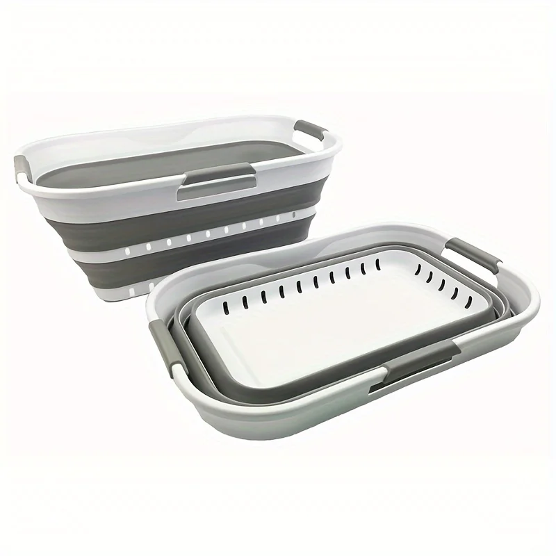 

1 шт. складная пластиковая корзина для белья с 3 ручками 21 л (5,5 галлонов), складной контейнер для хранения, портативная компактная корзина