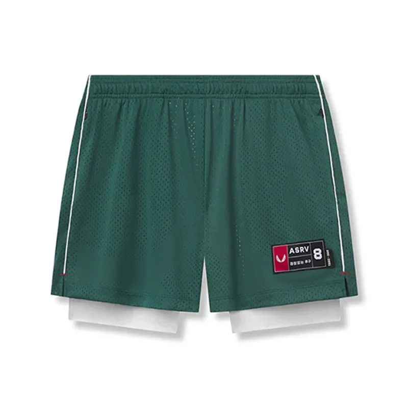 Men's Summer Sport Shorts American Side Open Quick Dry Double Layer Outdoor Multi Pocket Running Basketball Pants