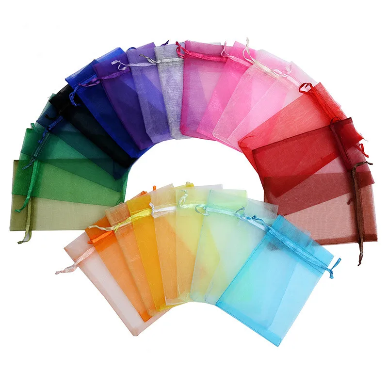 10/50 Pieces Drawable Organza Bags Multicolor Gifts Wedding Decoration Jewelry Candy Bags Christmas Gift Decoration