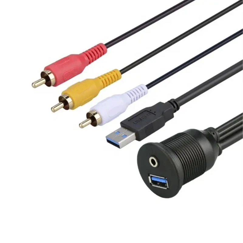 

USB 3,0 и 3,5 мм 3RCA штекер-гнездо утопленное крепление аудио соединение адаптер кабель для автомобиля 2 метра