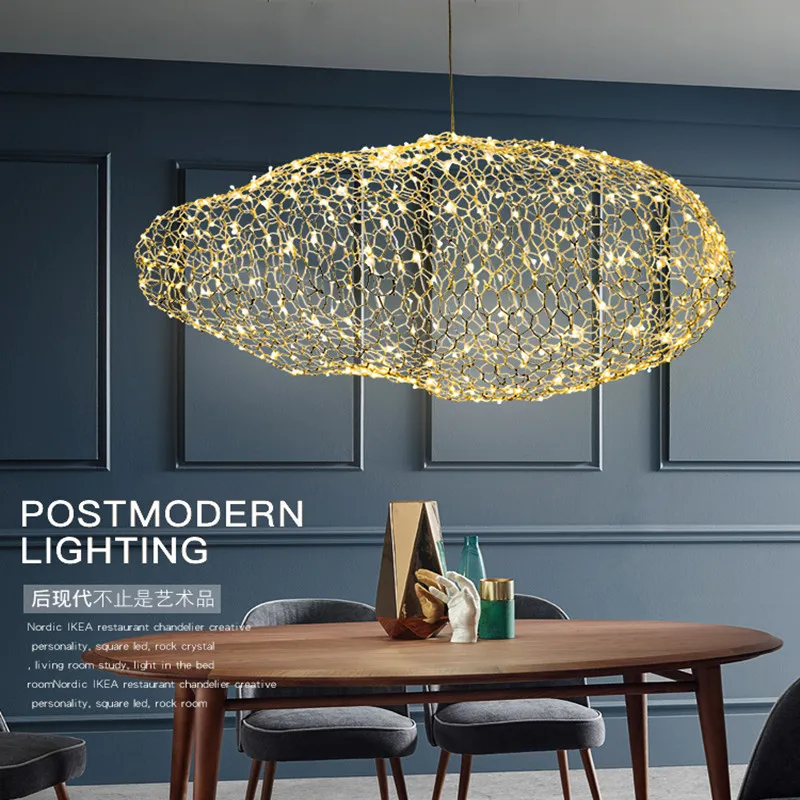 

Nordic Art Hollow Cloud Design Pendant Lights Creative Bedroom Hotel Hall Restaurant Bar Designer Firefly Led Lighting Fixtures