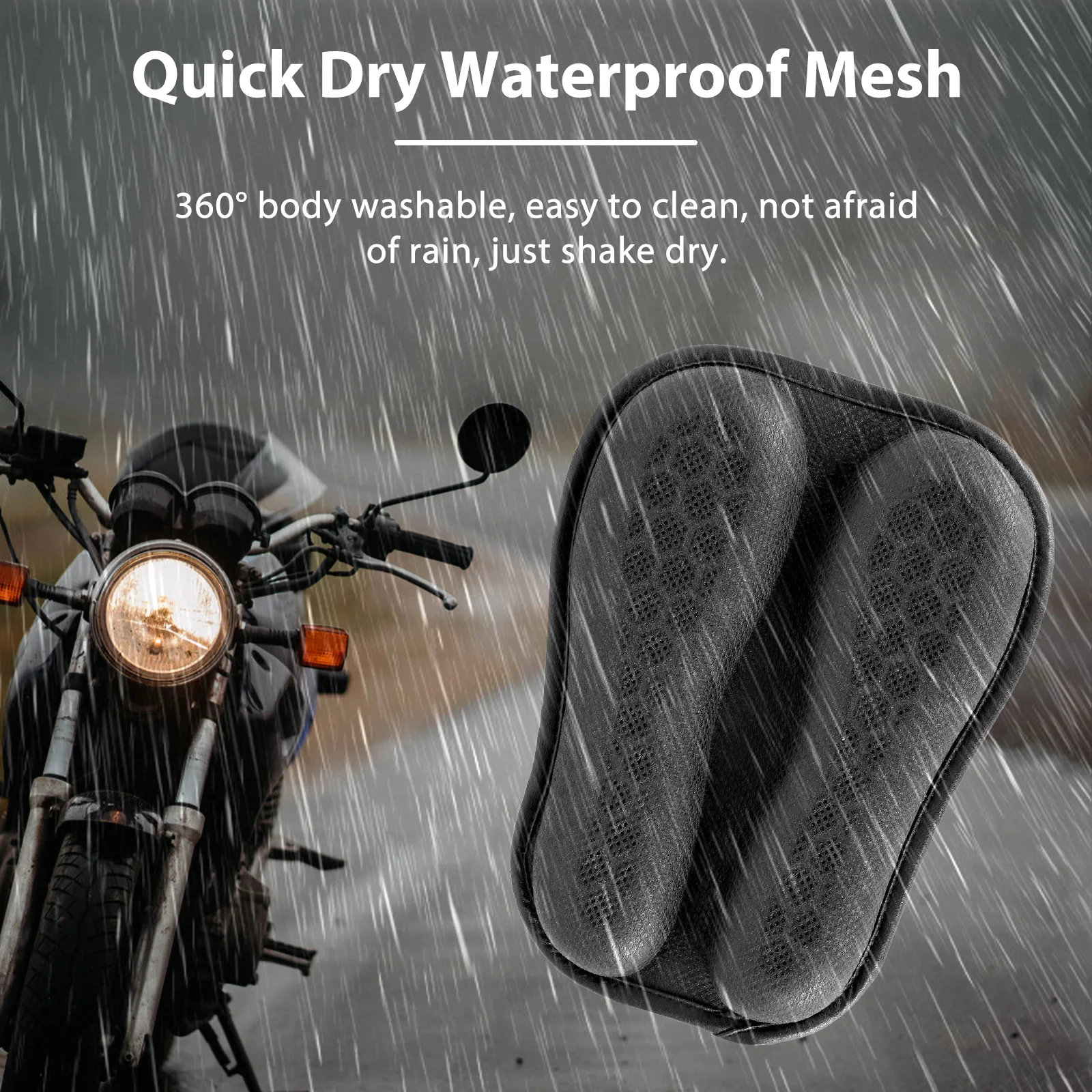 Breathable Motorcycle Gel Seat Pad Black Silica Gel Cushion