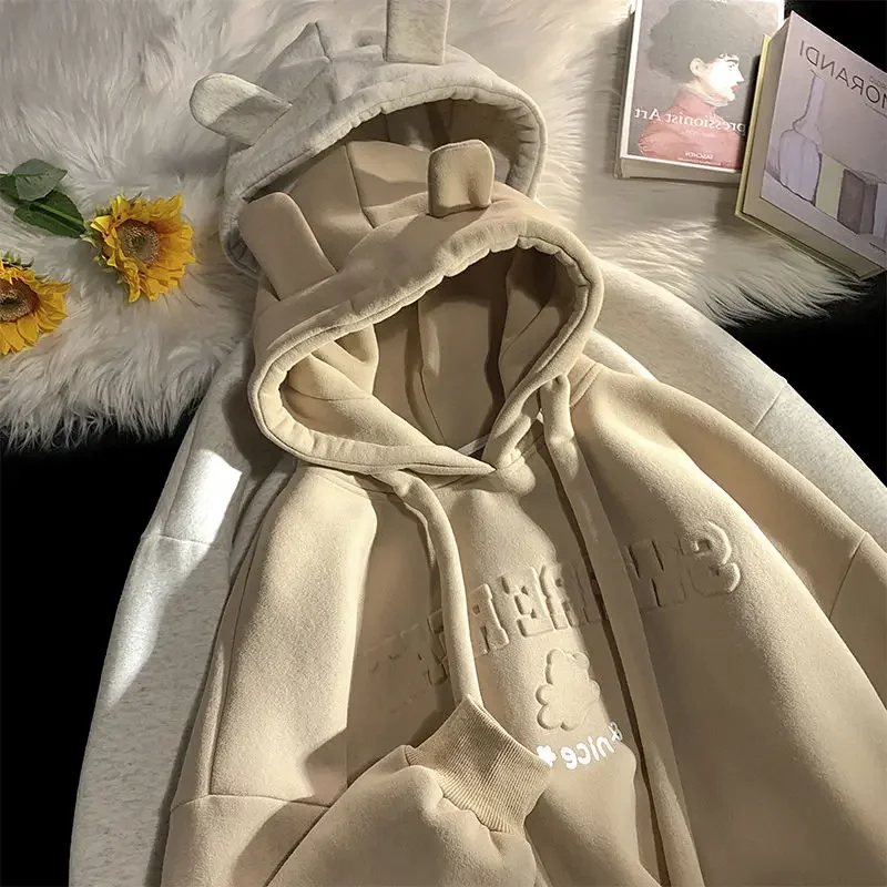 

Japanese Kawaii bear ear sweater Pullover women's loose animation Hoodie 2022 women's large punk Hoodie Jacket Y2K clothes