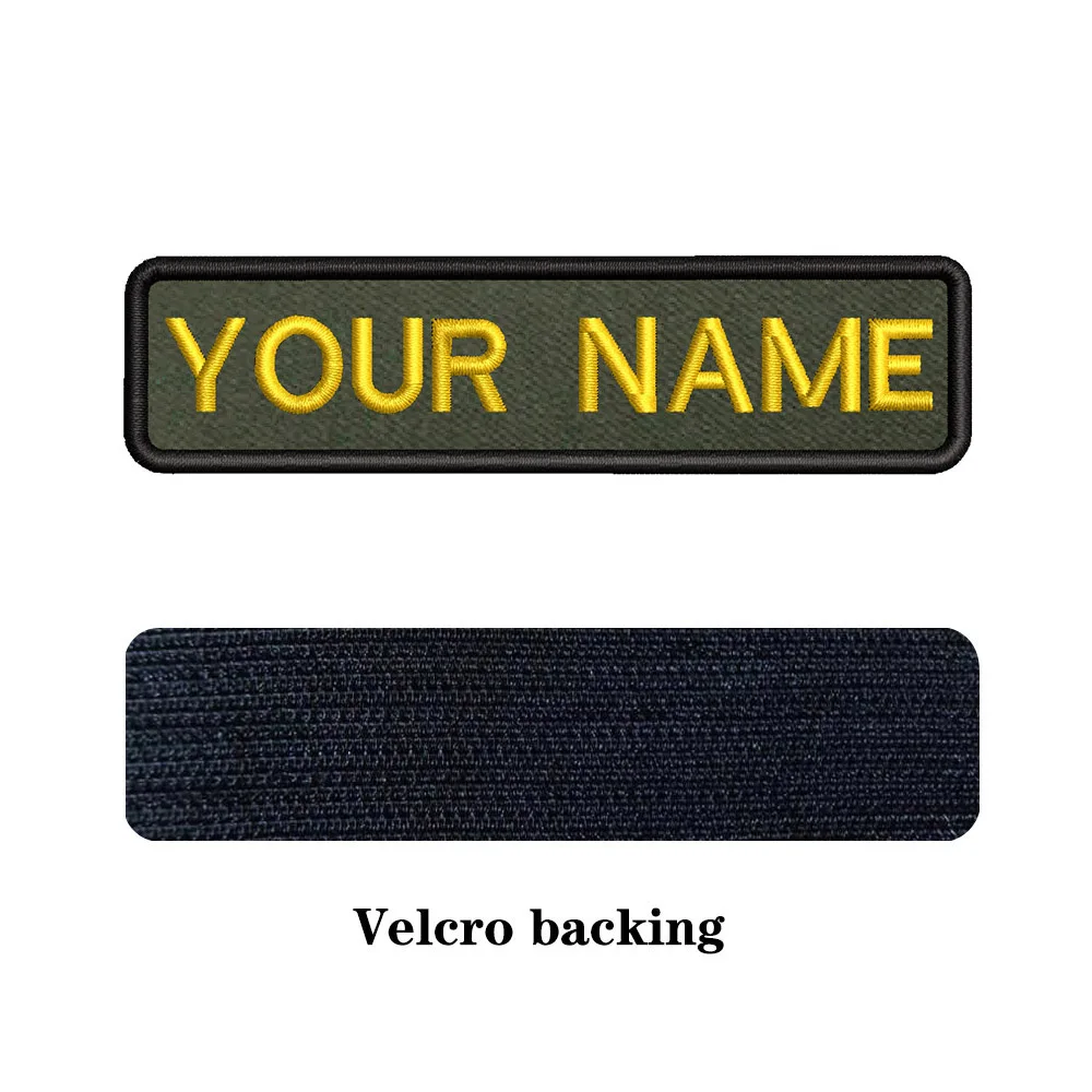 10X2.5cm Army Green background Embroidery Custom Name Text Patch Stripes badge Iron On Or Velcros Backing Patches For Clothes 