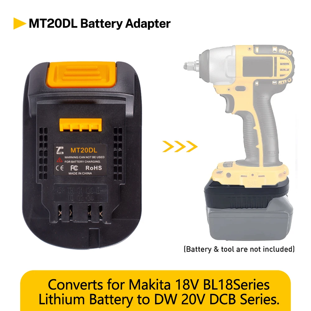 

MT20DL Battery Converter Adapter for Makita 18V Bl1830 Bl1860 Bl1815 Convert to Dewalt 18V 20V DCB200 Li-Ion Battery