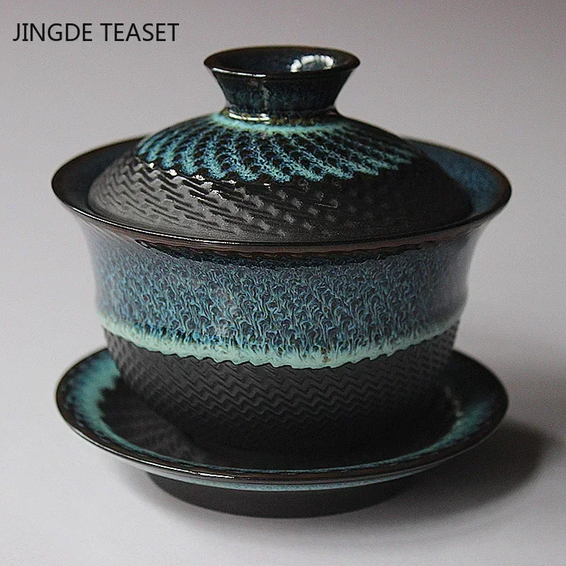 Dehua Kiln Change Ceramic Gaiwan Tea Cup Handmade Tea Tureen Chinese Retro Set Accessories Master Cup Drinkware 180ML tea set