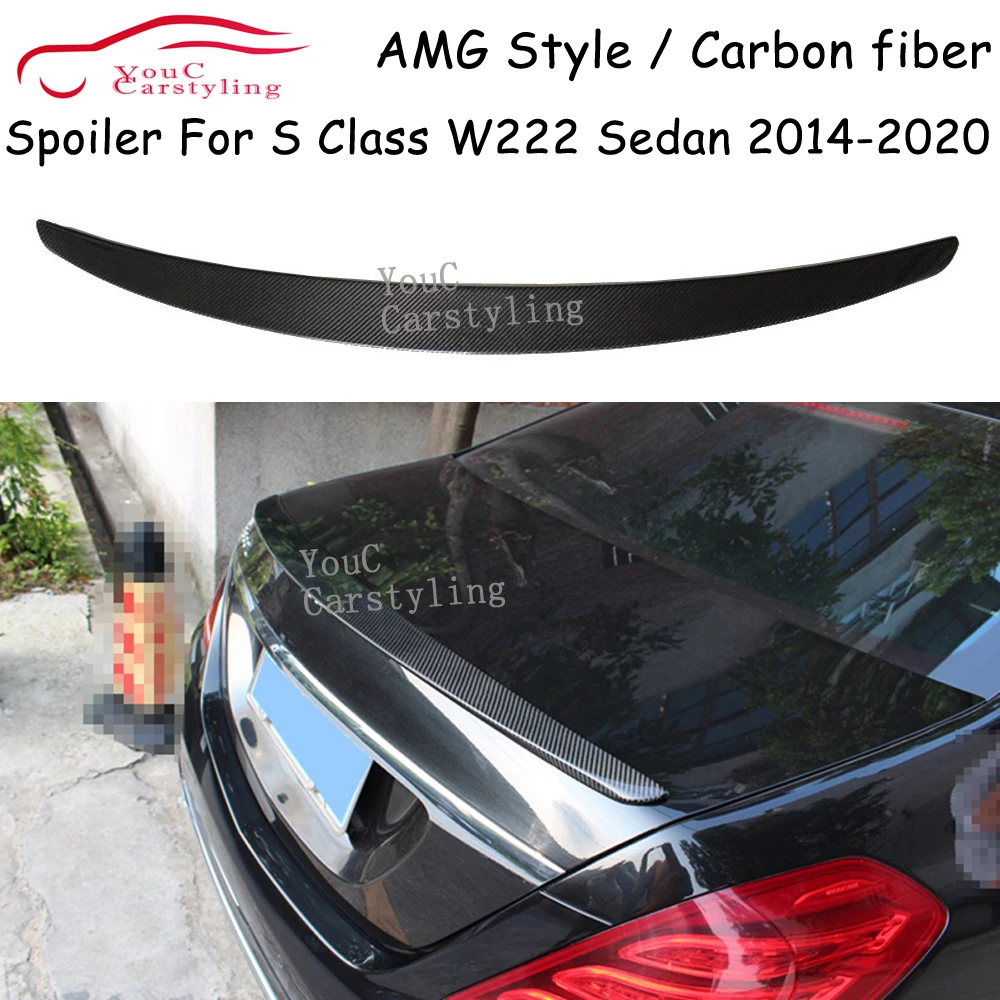 

AMG Style Carbon Fiber Trunk Boot Lip Spoiler for Mercedes S Class W222 4-door Sedan 2014-2020 S350 S400 S450 S500 S600