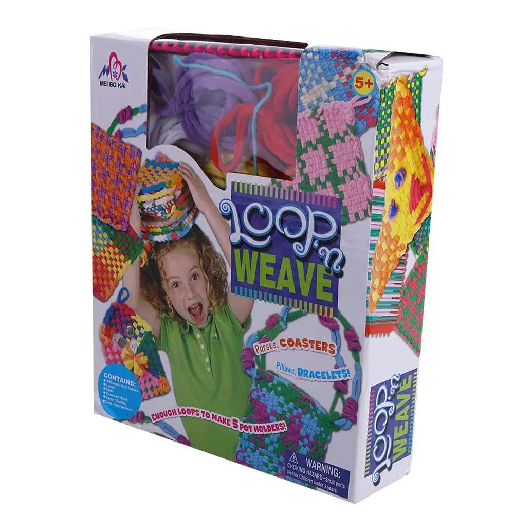 Handcraft Pot Holder Loom Knitting Kits Loom Frame Rope Ring Weaving Potholder Loops Crafts Kit Elastic Knitting