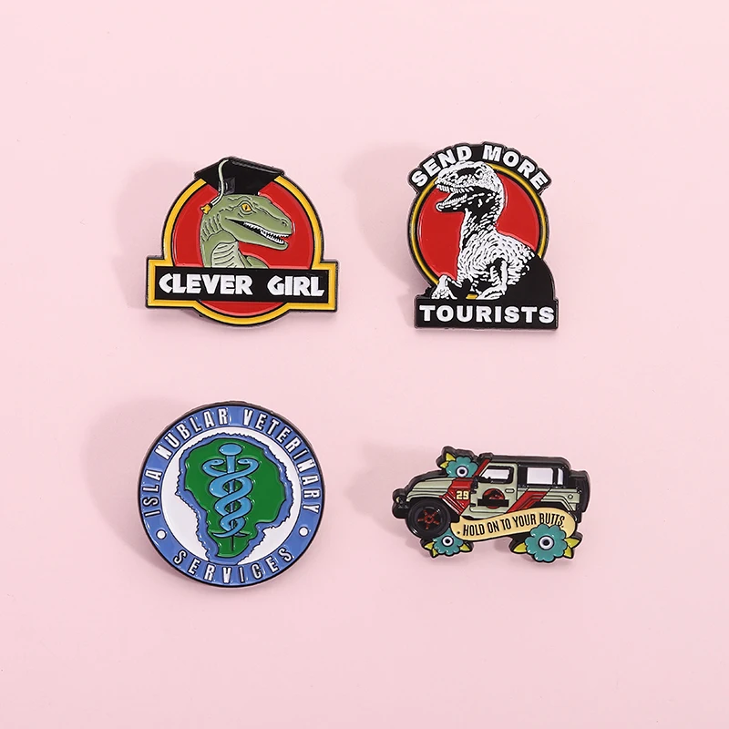 Sci-Fi Dinosaurier Theme Park Emaille Pin Isla Nublar Veterinärdienstleistungen Medizinische Symbole Broschen Revers Abzeichen Schmuck Geschenke – Detail 7