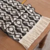 6640-L Cotton and linen table flag striped splicing woven tassel table flag modern simple long tablecloth 1