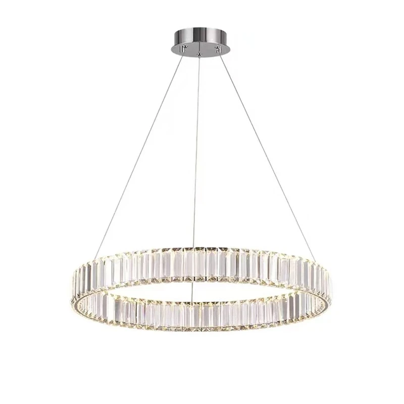LED modern minimalist living room dining room bedroom crystal lamp atmosphere villa hall attic ring chandelier