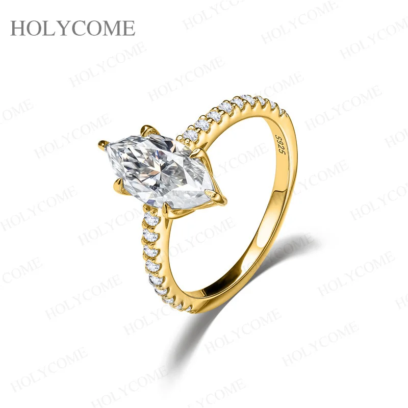 2CT Marquise-Schliff Moissanit-Verlobungsringe für Damen, 925 Sterling Silber, Einzigartiger Grauer Edelstein-Ehering, GRA-Zertifiziert – Detail 2