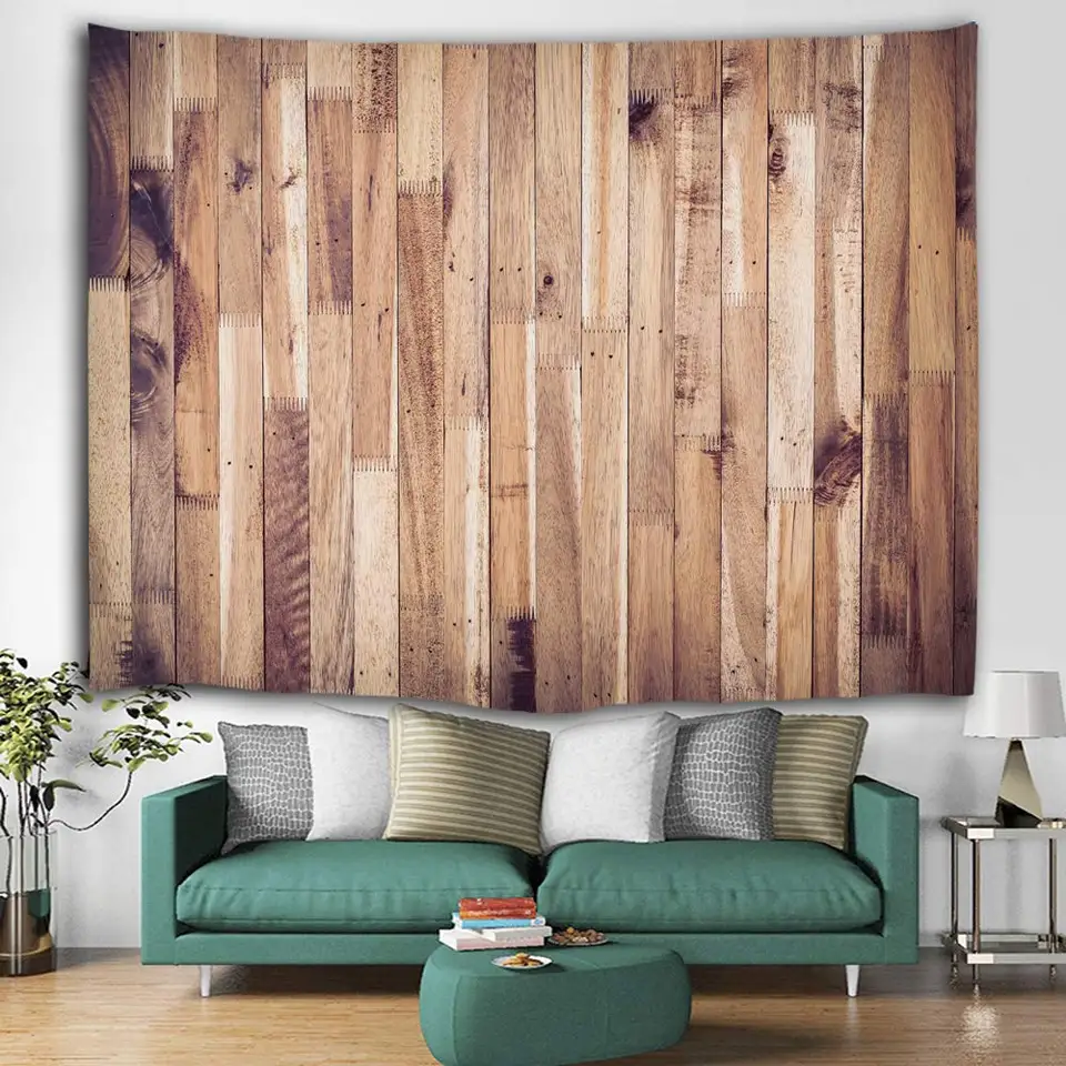 Tapiz de tablones Vintage para colgar en la pared, tapiz de madera a rayas,  Fondo para sala de estar, dormitorio, decoración del hogar, color marrón y  gris - AliExpress, image size:960x960