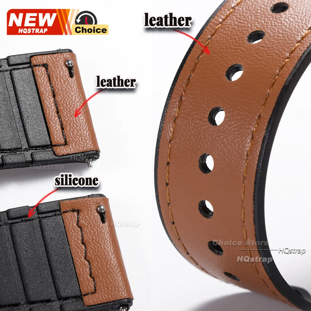 Silicone Smartwatch Leather Strap with Quick Release