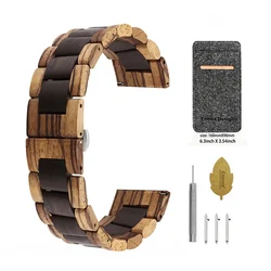 Elegant Retro Sandalwood Wooden Watch Strap - 22mm (Wbrown - black)