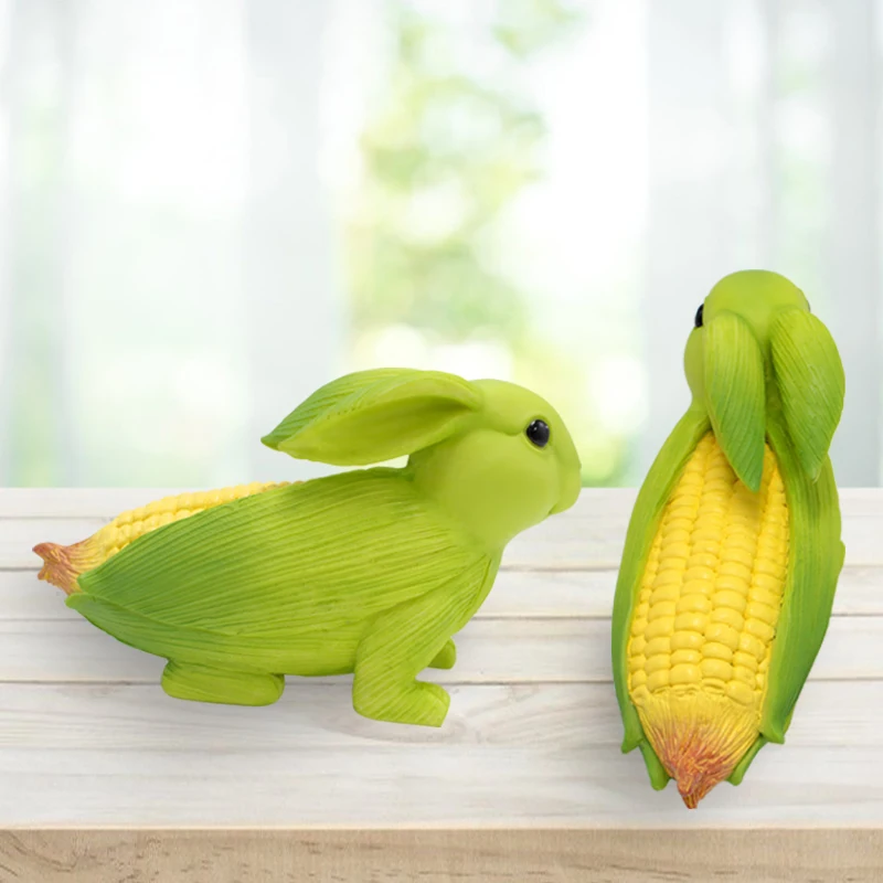 

Cute Corn Rabbit Resin Statue Lovely Bunny Figurine Perfect Gift Animal Sculpture Decoration for Living Room Home Outdoor Indoor