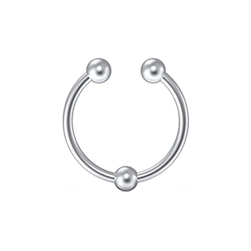 Fake Septum Rings Faux Nose Rings Hoop Stainless Steel Faux Lip Ear No Piercing Clip Septum Nose Fake Piercing Jewelry