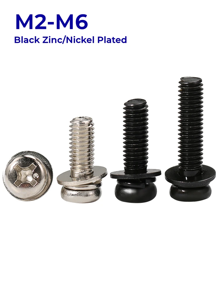 M2 M2.5 M3 M4 M5 M6 Black Zinc/Nickel Plated Round Head