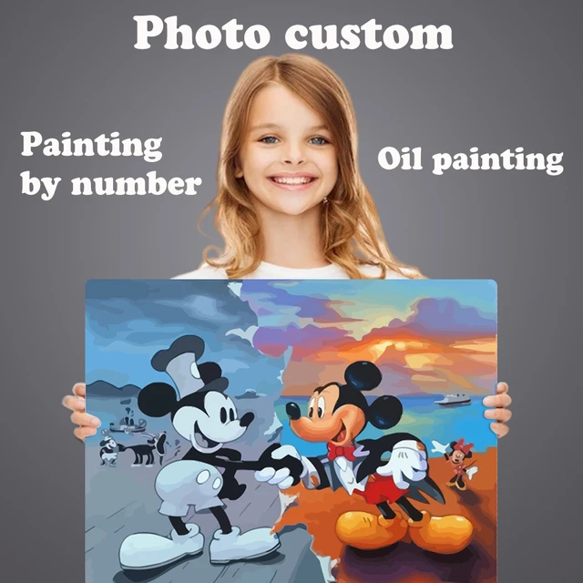 Disney Paint By Number Stitch Paint Kit For Adults Flower With Frame Oil  Painting Animal Drawing Paint Cartoon Wall Decoration - Paint By Number  Package - AliExpress