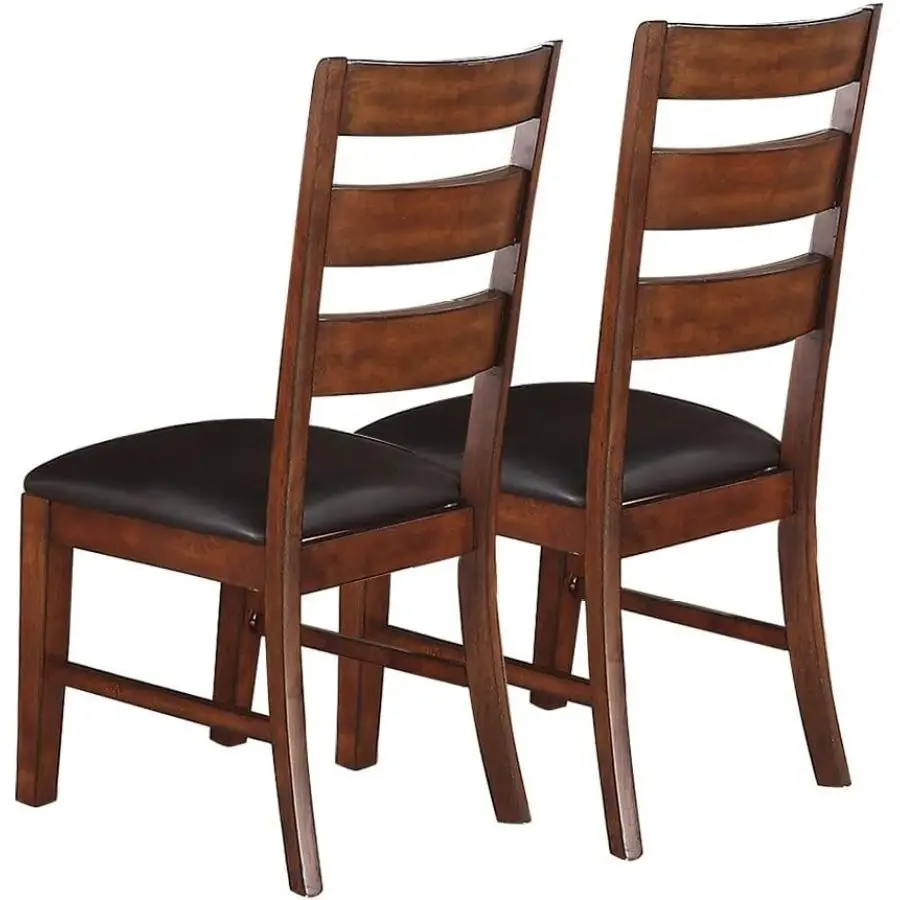 Antique Walnut Finish Solid Wood Set of 2pc Chairs Dining Chair Ladder Back Cushion Seats 3