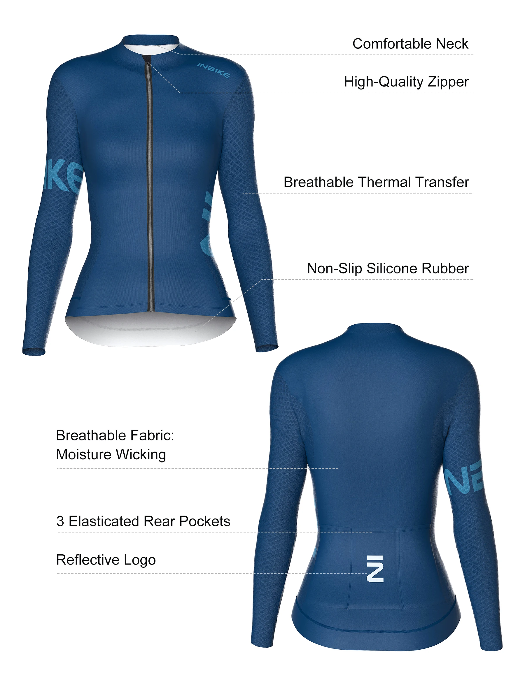Cycling Shirt INBIKE Pro Cycling Jersey Women Long Sleeve Breathable Bike Jersey with 3 Pockets Bike Shirts for Road Biking Clothes Quick Dry